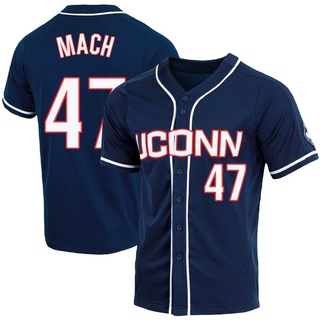 Alex Mach Replica Navy Men's UConn Huskies Full-Button Baseball Jersey