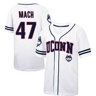 Alex Mach Replica White Men's UConn Huskies Colosseum /Navy Free Spirited Baseball Jersey