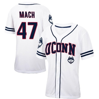 Alex Mach Replica White Women's UConn Huskies Colosseum /Navy Free Spirited Baseball Jersey