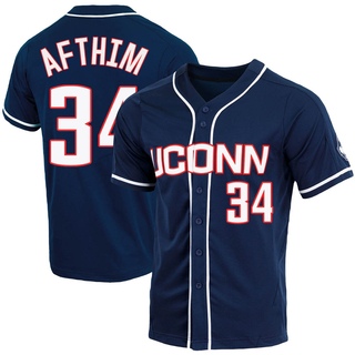 Brady Afthim Replica Navy Men's UConn Huskies Full-Button Baseball Jersey