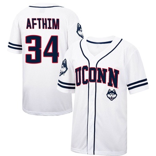 Brady Afthim Replica White Men's UConn Huskies Colosseum /Navy Free Spirited Baseball Jersey