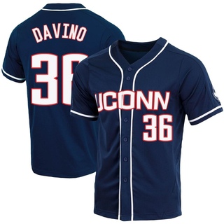 Brett Davino Replica Navy Men's UConn Huskies Full-Button Baseball Jersey