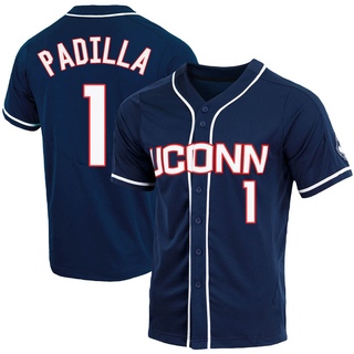 Bryan Padilla Replica Navy Men's UConn Huskies Full-Button Baseball Jersey