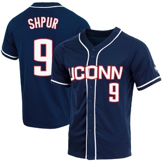 Caleb Shpur Replica Navy Men's UConn Huskies Full-Button Baseball Jersey