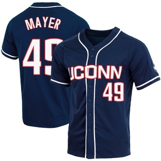 Cameron Mayer Replica Navy Men's UConn Huskies Full-Button Baseball Jersey