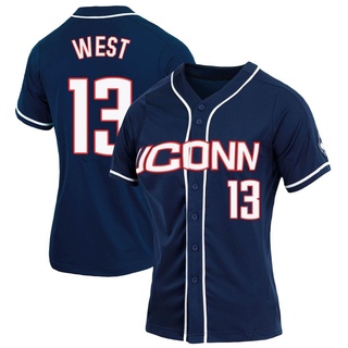 Charlie West Replica Navy Women's UConn Huskies Full-Button Baseball Jersey