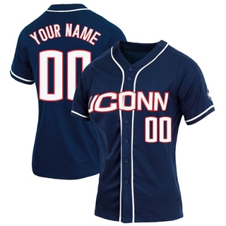 Custom Replica Navy Women's UConn Huskies Full-Button Baseball Jersey