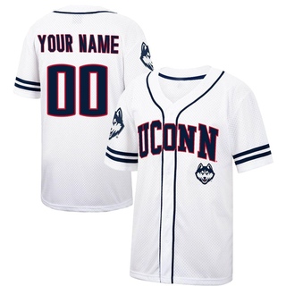 Custom Replica White Men's UConn Huskies Colosseum /Navy Free Spirited Baseball Jersey