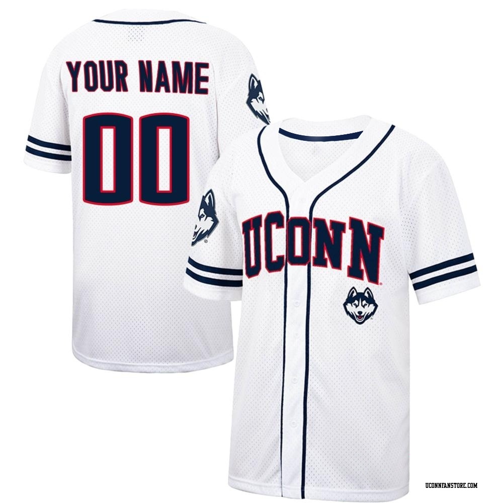 Custom Replica White Youth UConn Huskies Colosseum /Navy Free Spirited Baseball  Jersey - UConn Store
