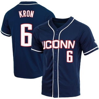 Drew Kron Replica Navy Men's UConn Huskies Full-Button Baseball Jersey