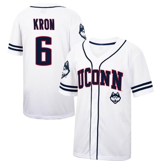 UConn - NCAA Baseball : Drew Kron White Jersey FullColor / Youth Small