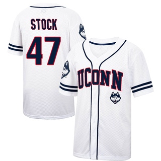 Erik Stock Replica White Men's UConn Huskies Colosseum /Navy Free Spirited Baseball Jersey