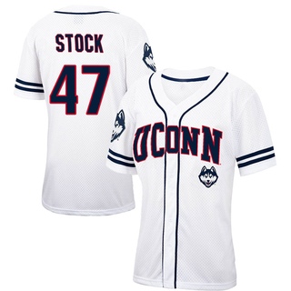 Erik Stock Replica White Women's UConn Huskies Colosseum /Navy Free Spirited Baseball Jersey