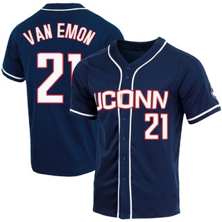 Gabe Van Emon Replica Navy Men's UConn Huskies Full-Button Baseball Jersey