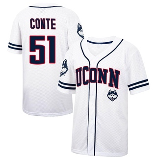 Giovanni Conte Replica White Men's UConn Huskies Colosseum /Navy Free Spirited Baseball Jersey