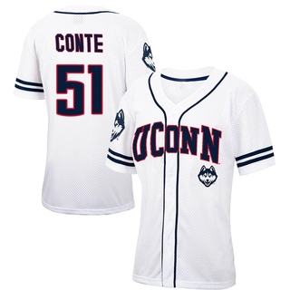 Giovanni Conte Replica White Women's UConn Huskies Colosseum /Navy Free Spirited Baseball Jersey