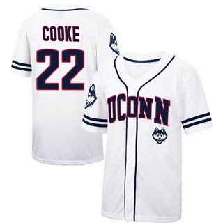 Ian Cooke Replica White Men's UConn Huskies Colosseum /Navy Free Spirited Baseball Jersey