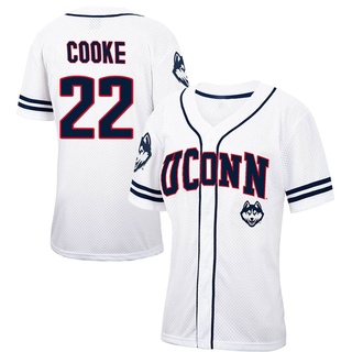 Ian Cooke Replica White Women's UConn Huskies Colosseum /Navy Free Spirited Baseball Jersey