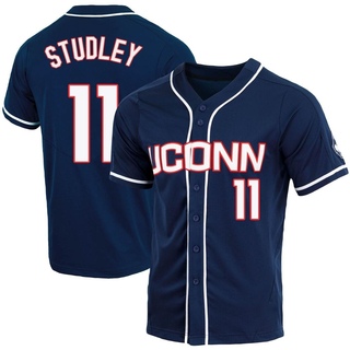 Jake Studley Replica Navy Men's UConn Huskies Full-Button Baseball Jersey