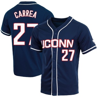 Joe Carrea Replica Navy Men's UConn Huskies Full-Button Baseball Jersey