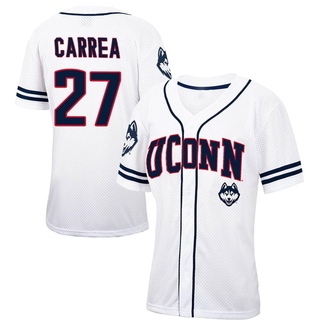 Joe Carrea Replica White Women's UConn Huskies Colosseum /Navy Free Spirited Baseball Jersey