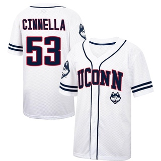 Joe Cinnella Replica White Men's UConn Huskies Colosseum /Navy Free Spirited Baseball Jersey