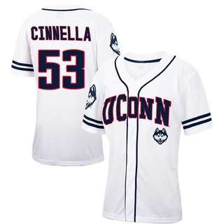 Joe Cinnella Replica White Women's UConn Huskies Colosseum /Navy Free Spirited Baseball Jersey