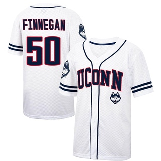 Kieran Finnegan Replica White Men's UConn Huskies Colosseum /Navy Free Spirited Baseball Jersey