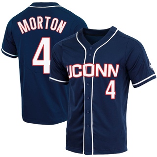 Korey Morton Replica Navy Men's UConn Huskies Full-Button Baseball Jersey