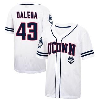 Maddix Dalena Replica White Men's UConn Huskies Colosseum /Navy Free Spirited Baseball Jersey