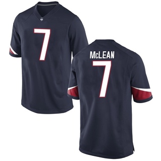 Malachi McLean Game Navy Men's UConn Huskies Football Jersey