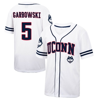 Matt Garbowski Replica White Men's UConn Huskies Colosseum /Navy Free Spirited Baseball Jersey