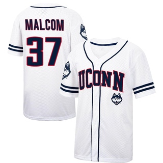 Matt Malcom Replica White Men's UConn Huskies Colosseum /Navy Free Spirited Baseball Jersey