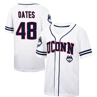 Michael Oates Replica White Men's UConn Huskies Colosseum /Navy Free Spirited Baseball Jersey