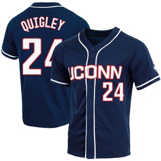 Michael Quigley Replica Navy Men's UConn Huskies Full-Button Baseball Jersey