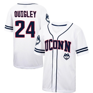 Michael Quigley Replica White Men's UConn Huskies Colosseum /Navy Free Spirited Baseball Jersey