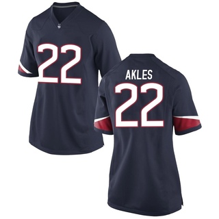 Reggie Akles Game Navy Women's UConn Huskies Football Jersey