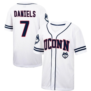 Ryan Daniels Replica White Men's UConn Huskies Colosseum /Navy Free Spirited Baseball Jersey