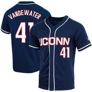 Ryan VanDeWater Replica Navy Men's UConn Huskies Full-Button Baseball Jersey