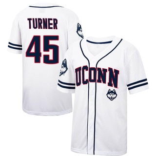 Tommy Turner Replica White Men's UConn Huskies Colosseum /Navy Free Spirited Baseball Jersey